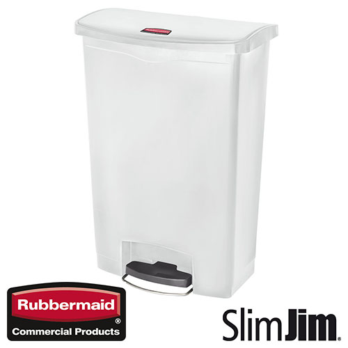 Afvalbak Slim Jim Front Step On container Rubbermaid 90 liter wit